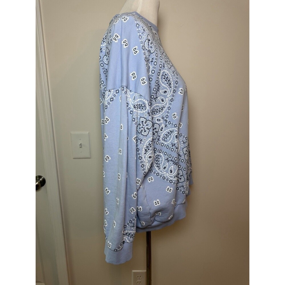 Madame Pauline Vintage Blue Bandana Sweatshirt Cotton Made In Italy One Size - Picture 4 of 8